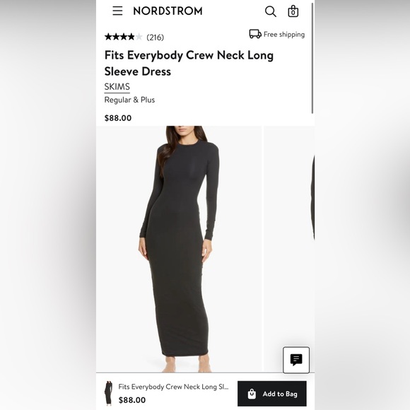 SKIMS Long Sleeve Black Dress - Picture 4 of 7